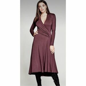 Marciano by Guess Elegant Plum Wrap Midi Dress